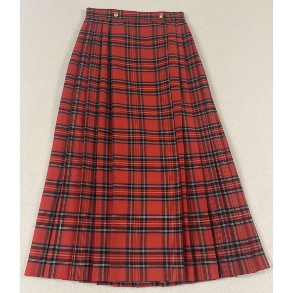 Michele Dresses & Skirts - VTG Plaid Wrap Skirt SZ 8 Red 90s Academia Tartan Heritage Union Made Gold